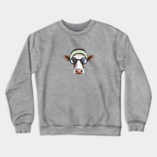 Subtle Agender Cow with Headband Bandana Crewneck Sweatshirt